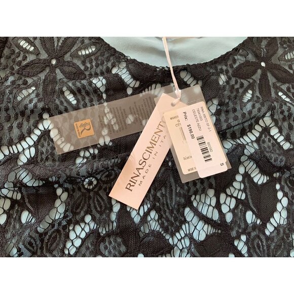 NWT Rinascimento Dress Blue Black Size Small Made in Italy Knee Length Cocktail - Picture 3 of 12